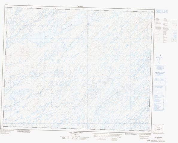 Lac Wahemen Topographic map 023D11 at 1:50,000 Scale
