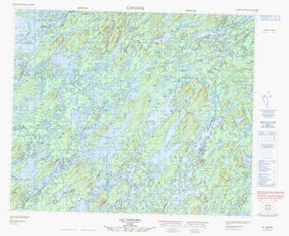 Lac Taffanel Topographic map 023E07 at 1:50,000 Scale