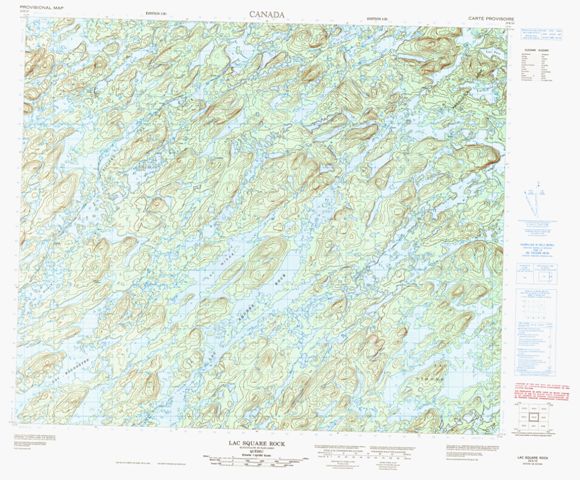 Lac Square Rock Topographic map 023E10 at 1:50,000 Scale