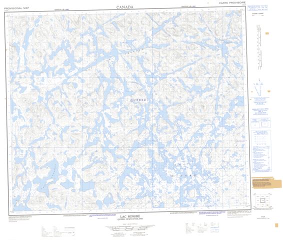 Lac Mingre Topographic map 023G06 at 1:50,000 Scale