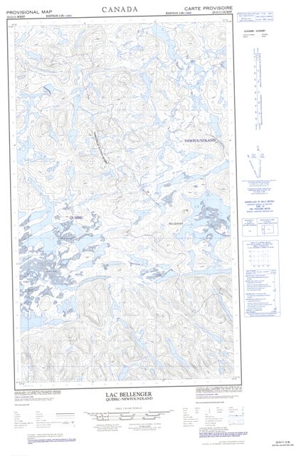 Lac Bellenger Topographic map 023G11W at 1:50,000 Scale