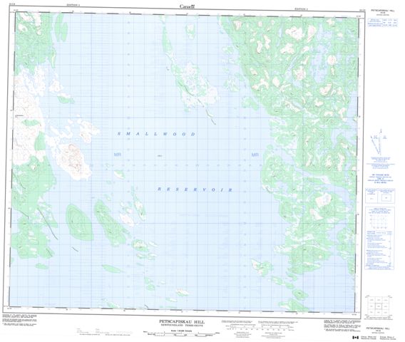 Petscapiskau Hill Topographic map 023I08 at 1:50,000 Scale