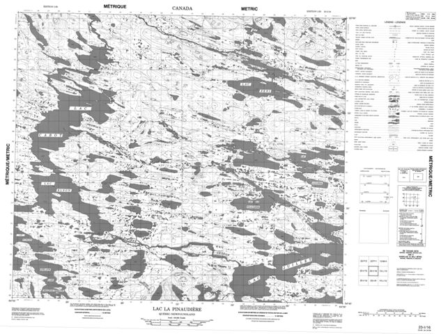 Lac La Pinaudiere Topographic map 023I16 at 1:50,000 Scale