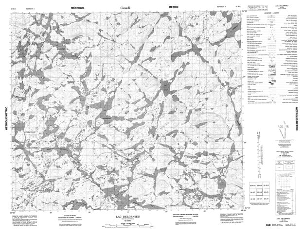 Lac Delornieu Topographic map 023K08 at 1:50,000 Scale