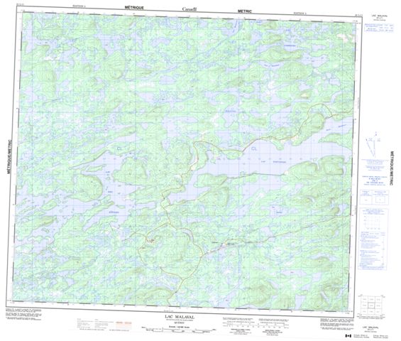 Lac Malaval Topographic map 023L11 at 1:50,000 Scale