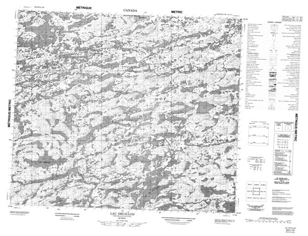 Lac Druillon Topographic map 023L13 at 1:50,000 Scale