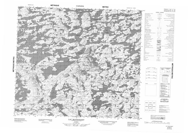 Lac Mandonnet Topographic map 023M03 at 1:50,000 Scale