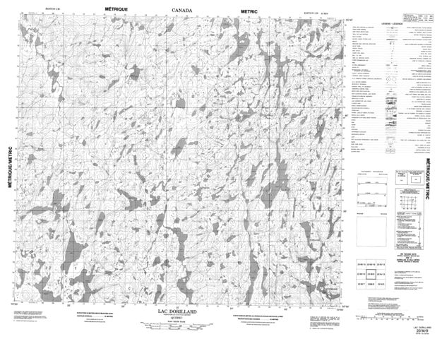 Lac Dorillard Topographic map 023M09 at 1:50,000 Scale