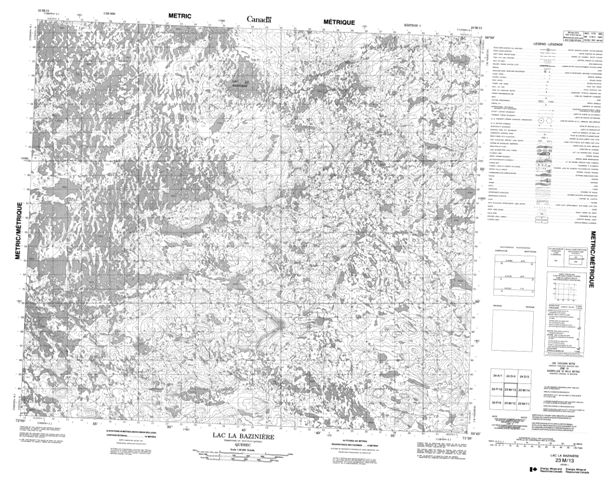 Lac La Baziniere Topographic map 023M13 at 1:50,000 Scale