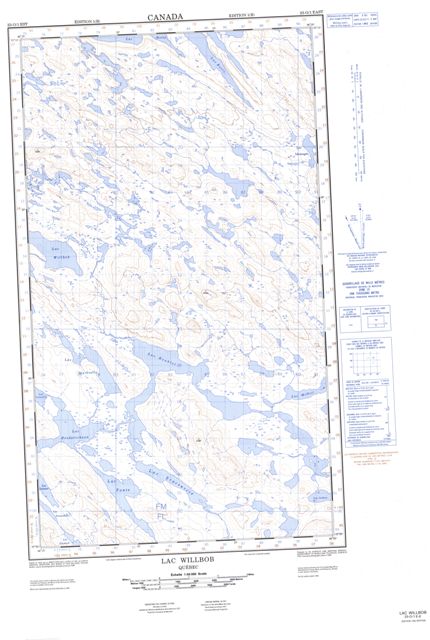 Lac Willbob Topographic map 023O01E at 1:50,000 Scale