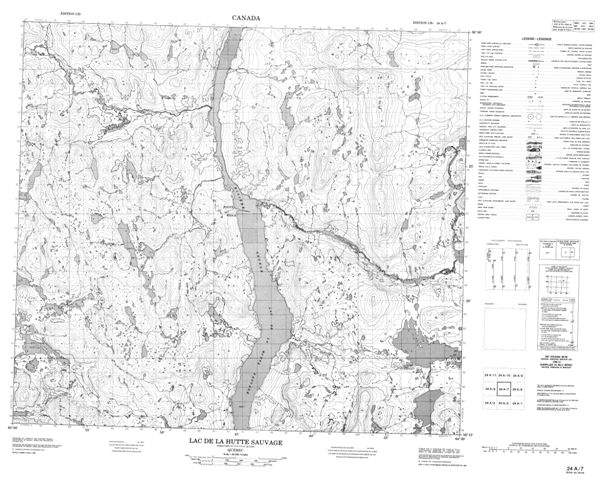 Lac De La Hutte Sauvage Topographic map 024A07 at 1:50,000 Scale