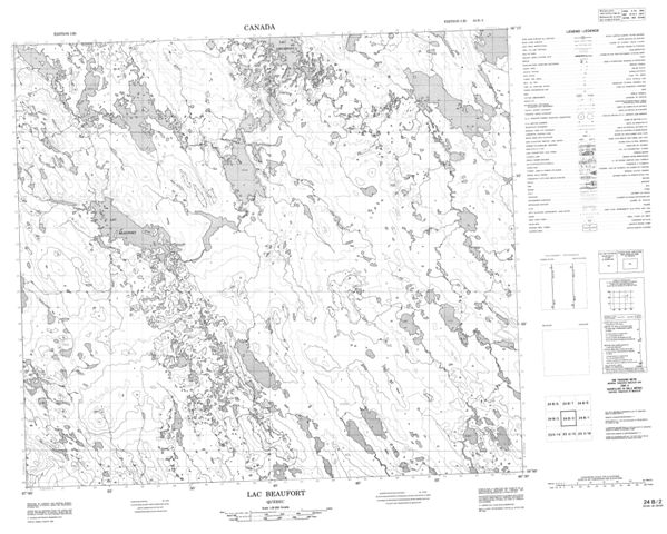 Lac Beaufort Topographic map 024B02 at 1:50,000 Scale