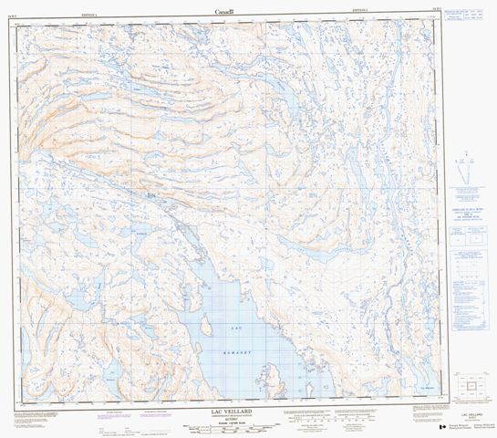 Lac Veillard Topographic map 024B05 at 1:50,000 Scale
