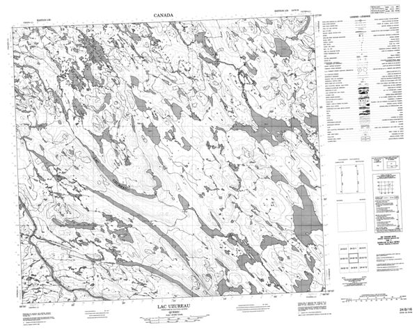 Lac Uzureau Topographic map 024B16 at 1:50,000 Scale