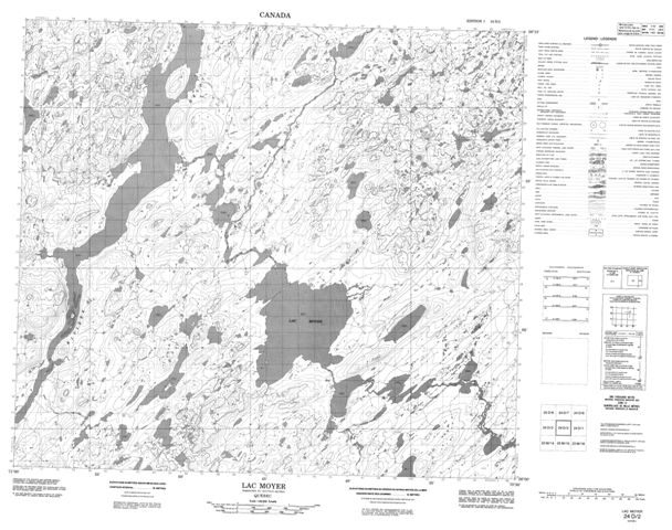 Lac Moyer Topographic map 024D02 at 1:50,000 Scale