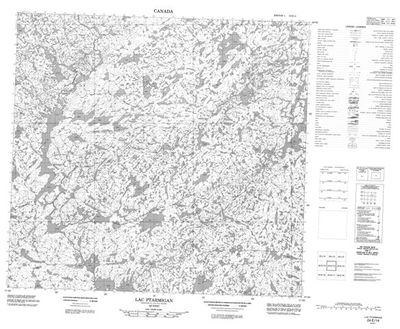 Lac Ptarmigan Topographic map 024E14 at 1:50,000 Scale