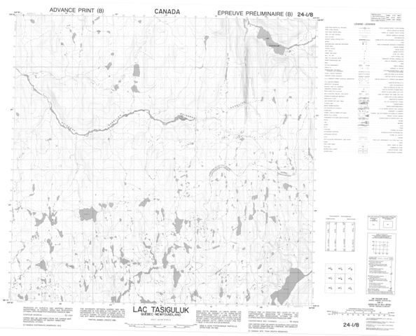 Lac Tasiguluk Topographic map 024I08 at 1:50,000 Scale
