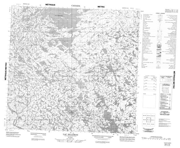 Lac Billeron Topographic map 024L12 at 1:50,000 Scale