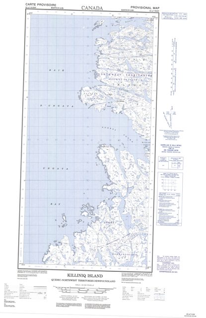 Killiniq Island Topographic map 025A07W at 1:50,000 Scale