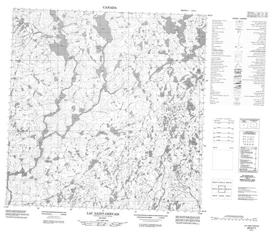 Lac Saint-Gervais Topographic map 025D11 at 1:50,000 Scale