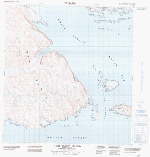 High Bluff Island Topographic map 025L09 at 1:50,000 Scale