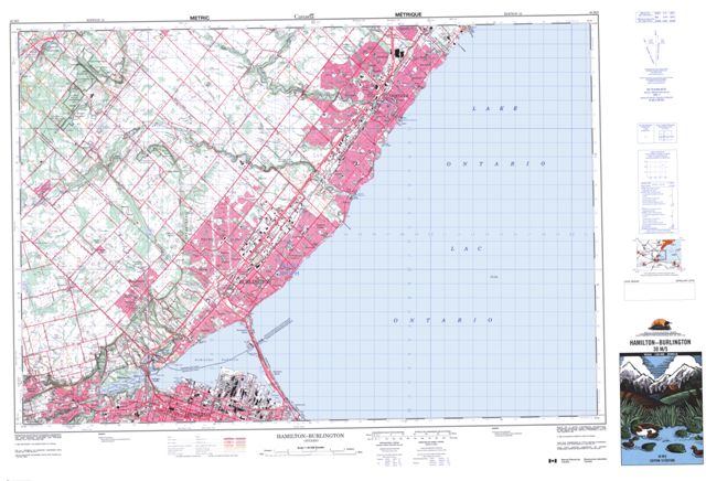 Hamilton-Burlington Topographic map 030M05 at 1:50,000 Scale