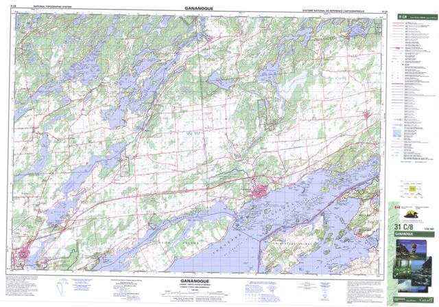 Gananoque Topographic map 031C08 at 1:50,000 Scale