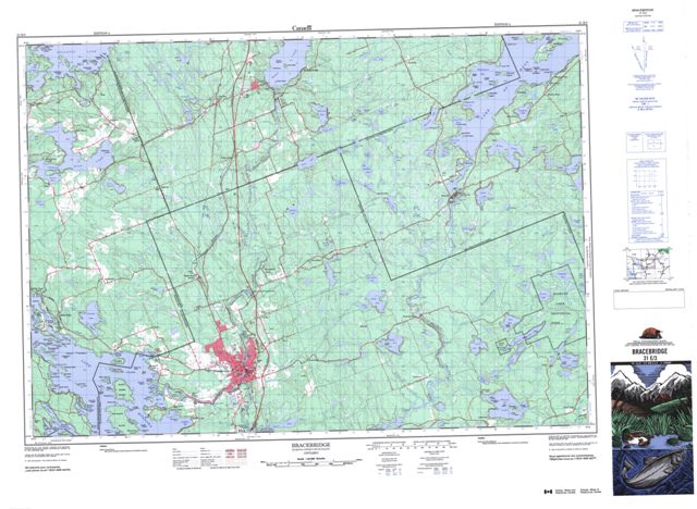 Bracebridge Topographic map 031E03 at 1:50,000 Scale