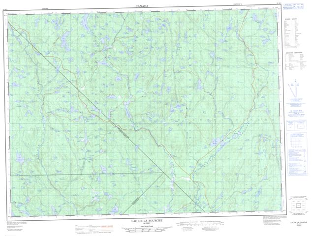 Lac De La Fourche Topographic map 032A03 at 1:50,000 Scale