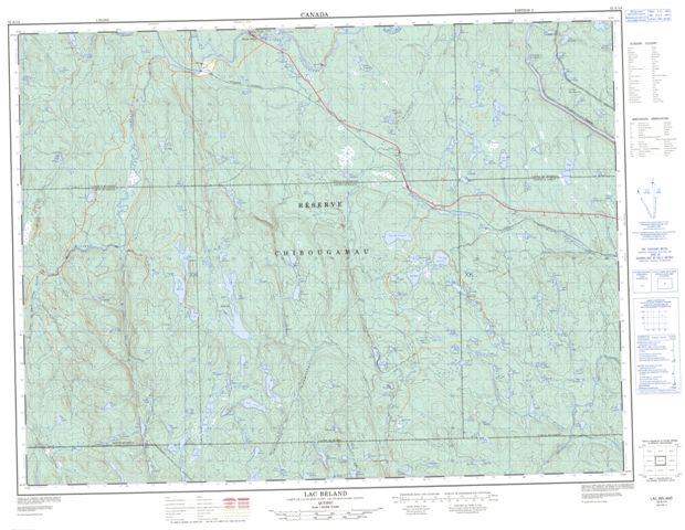 Lac Beland Topographic map 032A14 at 1:50,000 Scale