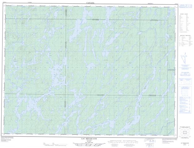 Lac Megiscane Topographic map 032B12 at 1:50,000 Scale