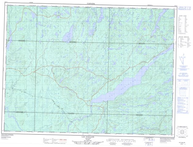 Lac Faillon Topographic map 032C07 at 1:50,000 Scale