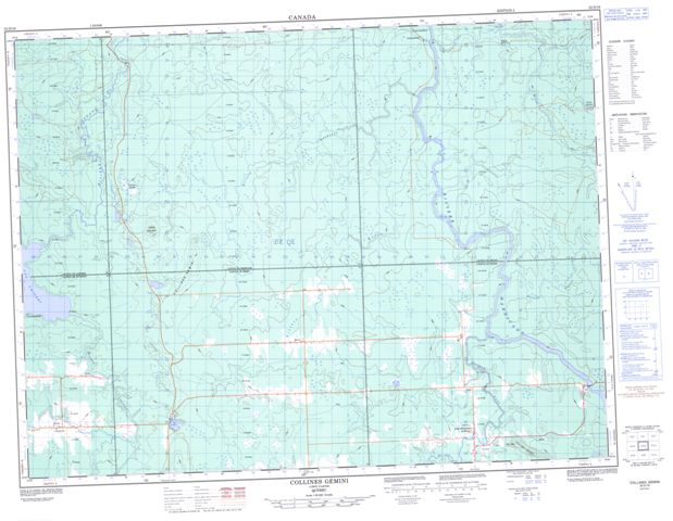 Collines Gemini Topographic map 032D16 at 1:50,000 Scale