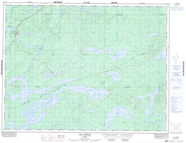 Lac Opawica Topographic map 032G12 at 1:50,000 Scale