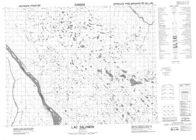 Lac Salomon Topographic map 032L14 at 1:50,000 Scale