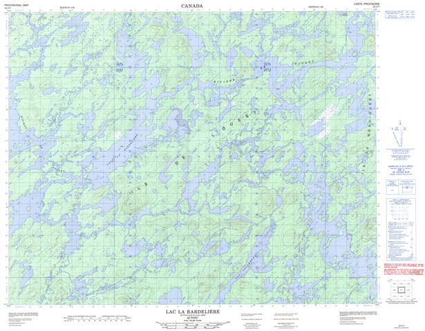 Lac La Bardeliere Topographic map 032O07 at 1:50,000 Scale