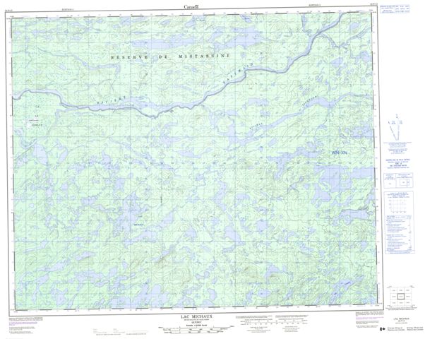 Lac Michaux Topographic map 032P13 at 1:50,000 Scale