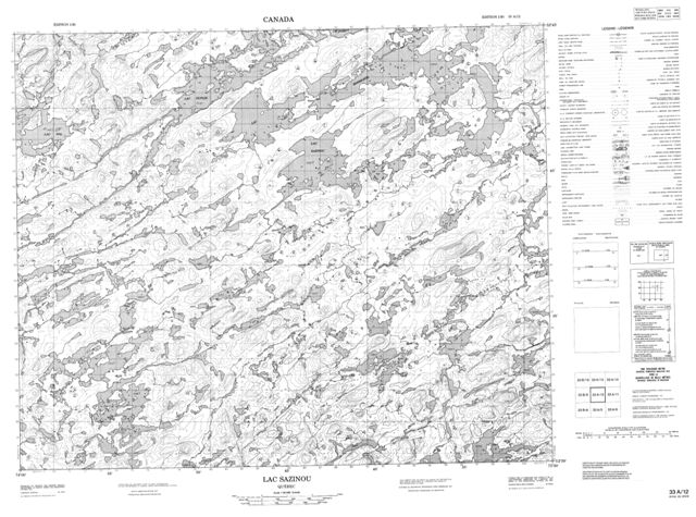 Lac Sazinou Topographic map 033A12 at 1:50,000 Scale