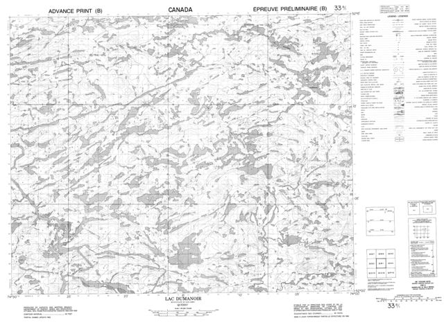Lac Dumanoir Topographic map 033B01 at 1:50,000 Scale