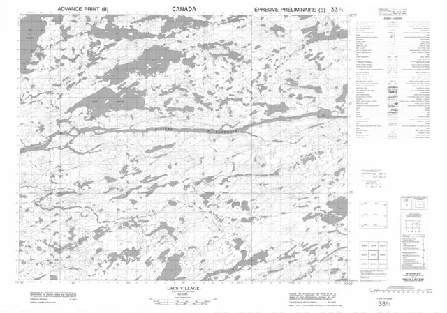 Lacs Village Topographic map 033B03 at 1:50,000 Scale
