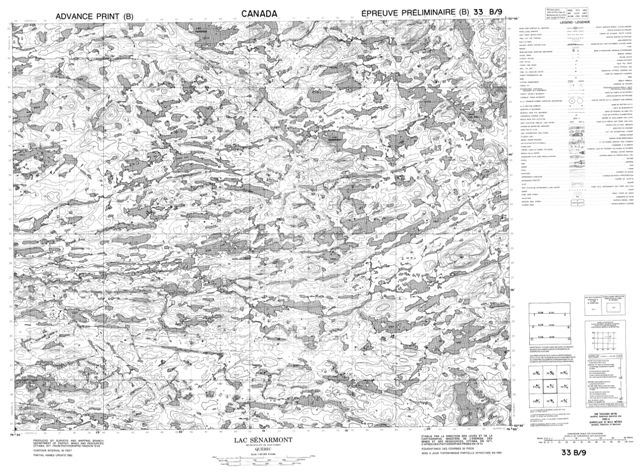 Lac Senarmont Topographic map 033B09 at 1:50,000 Scale