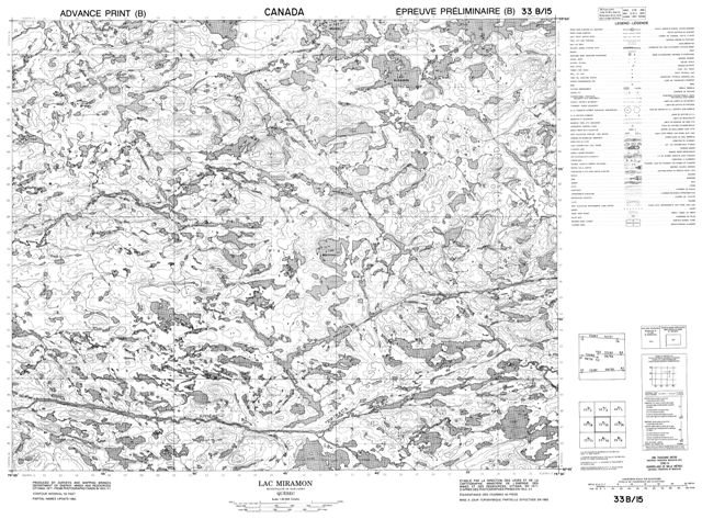 Lac Miramon Topographic map 033B15 at 1:50,000 Scale