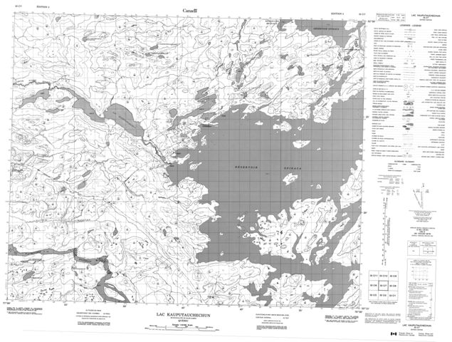 Lac Kauputauchechun Topographic map 033C07 at 1:50,000 Scale
