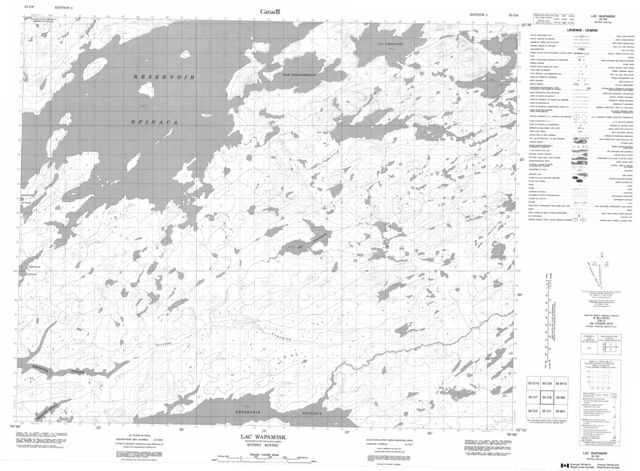Lac Wapamisk Topographic map 033C08 at 1:50,000 Scale