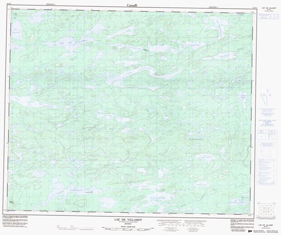 Lac De Villaret Topographic map 033F01 at 1:50,000 Scale