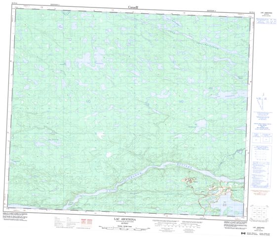 Lac Awichina Topographic map 033F13 at 1:50,000 Scale