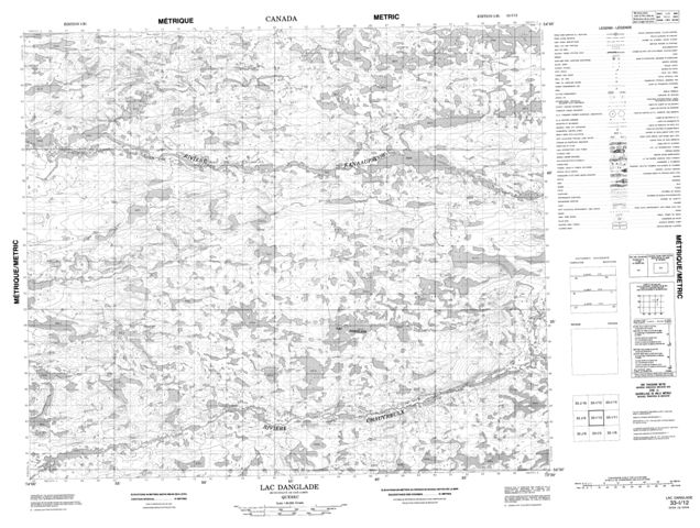 Lac Danglade Topographic map 033I12 at 1:50,000 Scale
