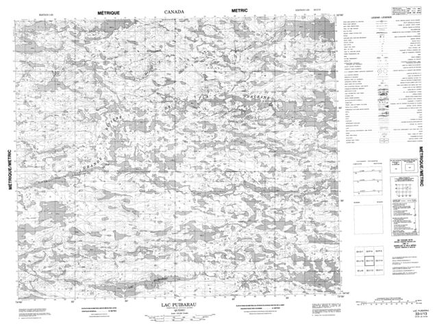 Lac Puibarau Topographic map 033I13 at 1:50,000 Scale