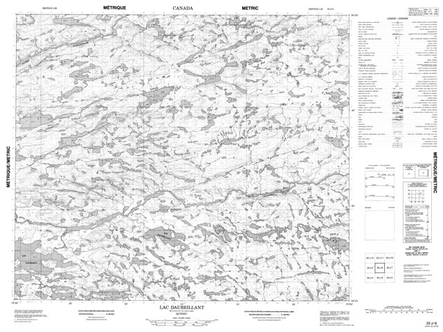 Lac Daureillant Topographic map 033J06 at 1:50,000 Scale