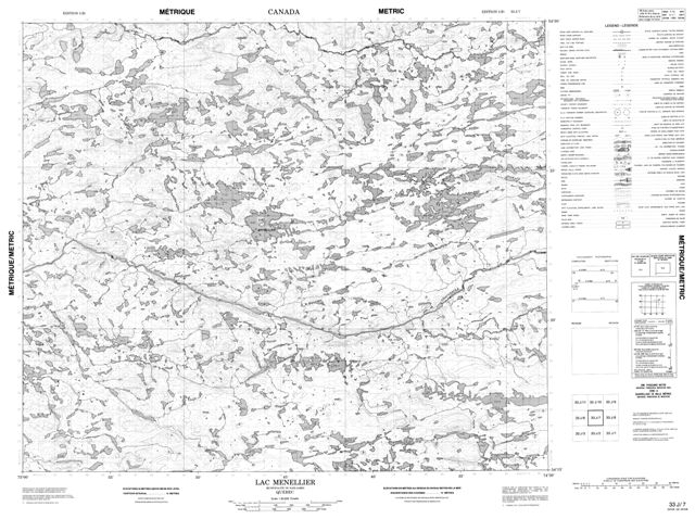 Lac Menellier Topographic map 033J07 at 1:50,000 Scale